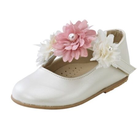 Παπούτσι βάπτισης μπαλαρίνες με λουλούδι
