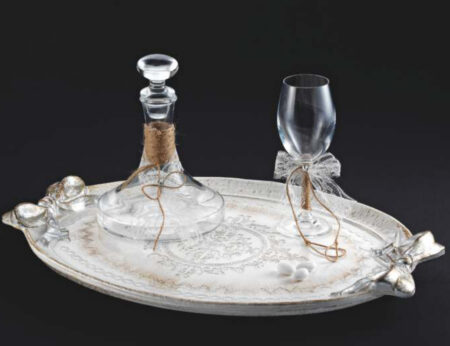 Σετ γάμου με στολισμό λινάτσα δαντέλα