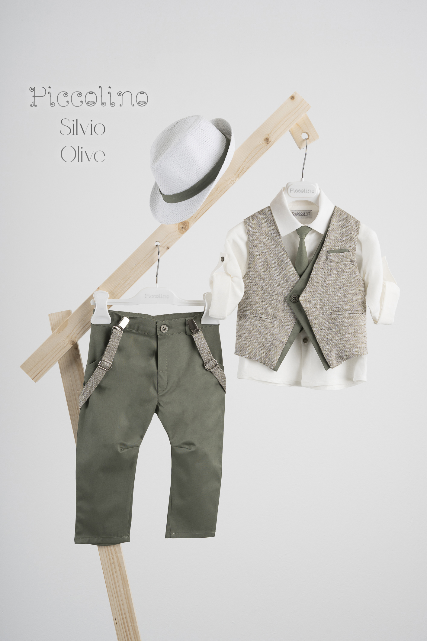 PICCOLINO SILVIO-22 OLIVE Βαπτιστικό κοστούμι Piccolino Silvio-22 σε χρώμα Olive