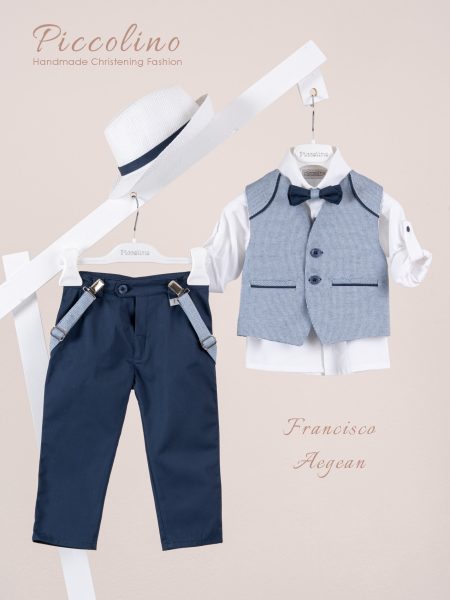 Βαπτιστικό κοστούμι Piccolino Francisco σε χρώμα Aegean