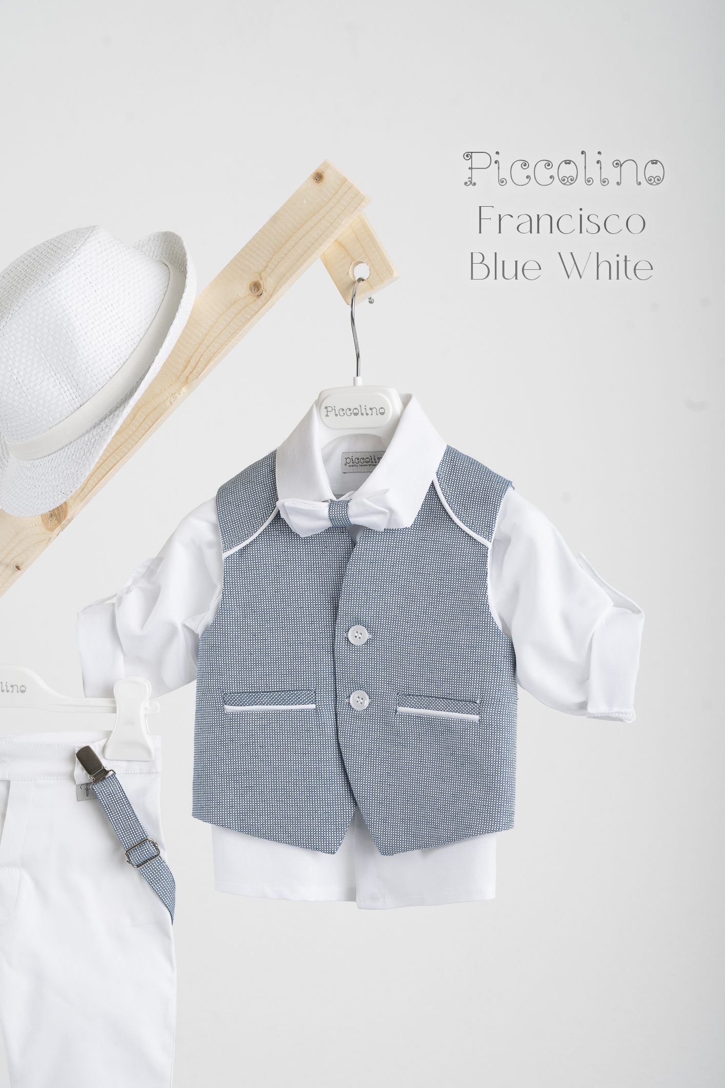 PICCOLINO FRANCISCO BLUE WHITE Βαπτιστικό κοστούμι Piccolino Francisco σε χρώμα blue-white