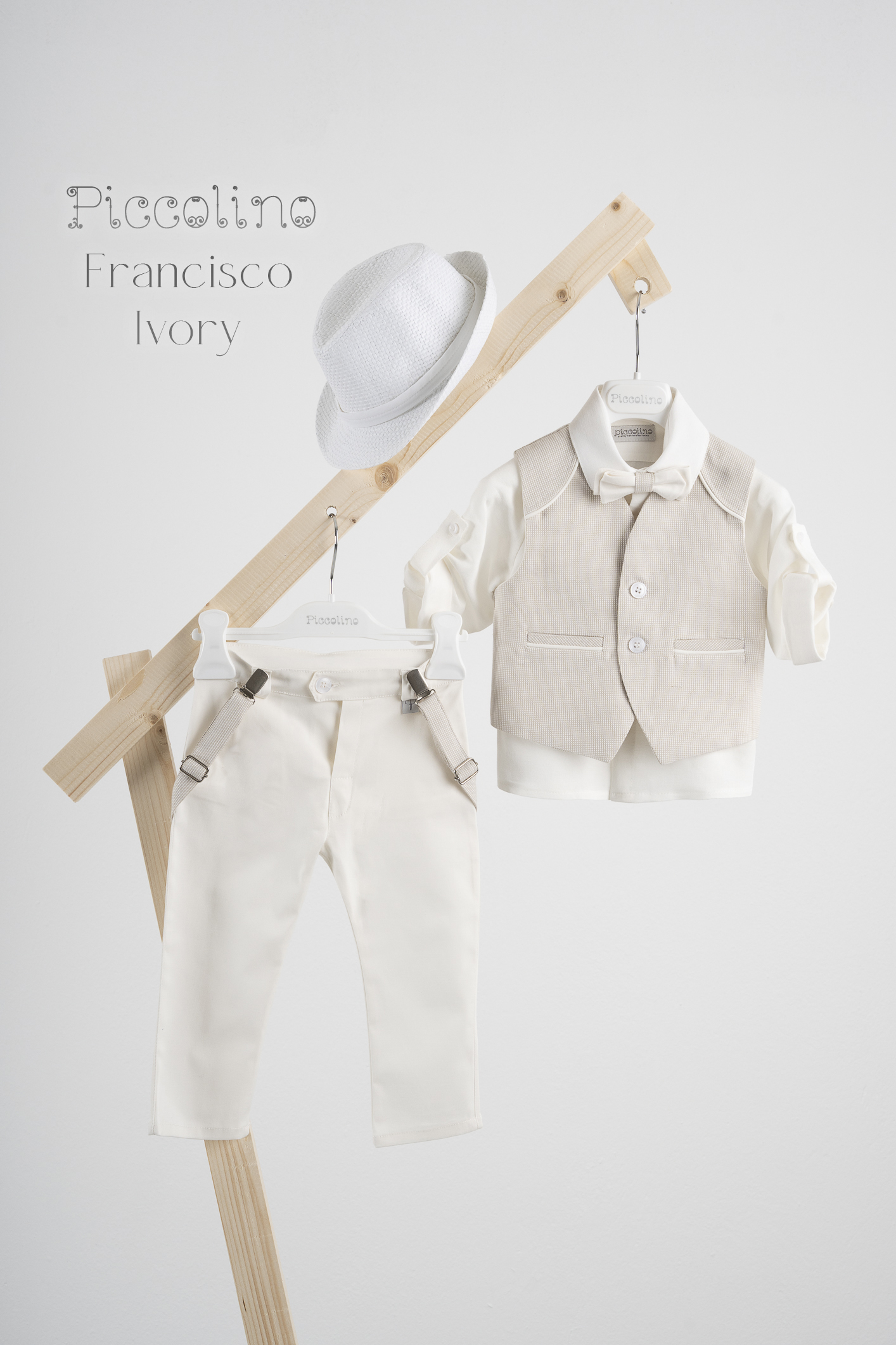 PICCOLINO FRANCISCO IVORY Βαπτιστικό κοστούμι Piccolino Francisco σε χρώμα Ivory