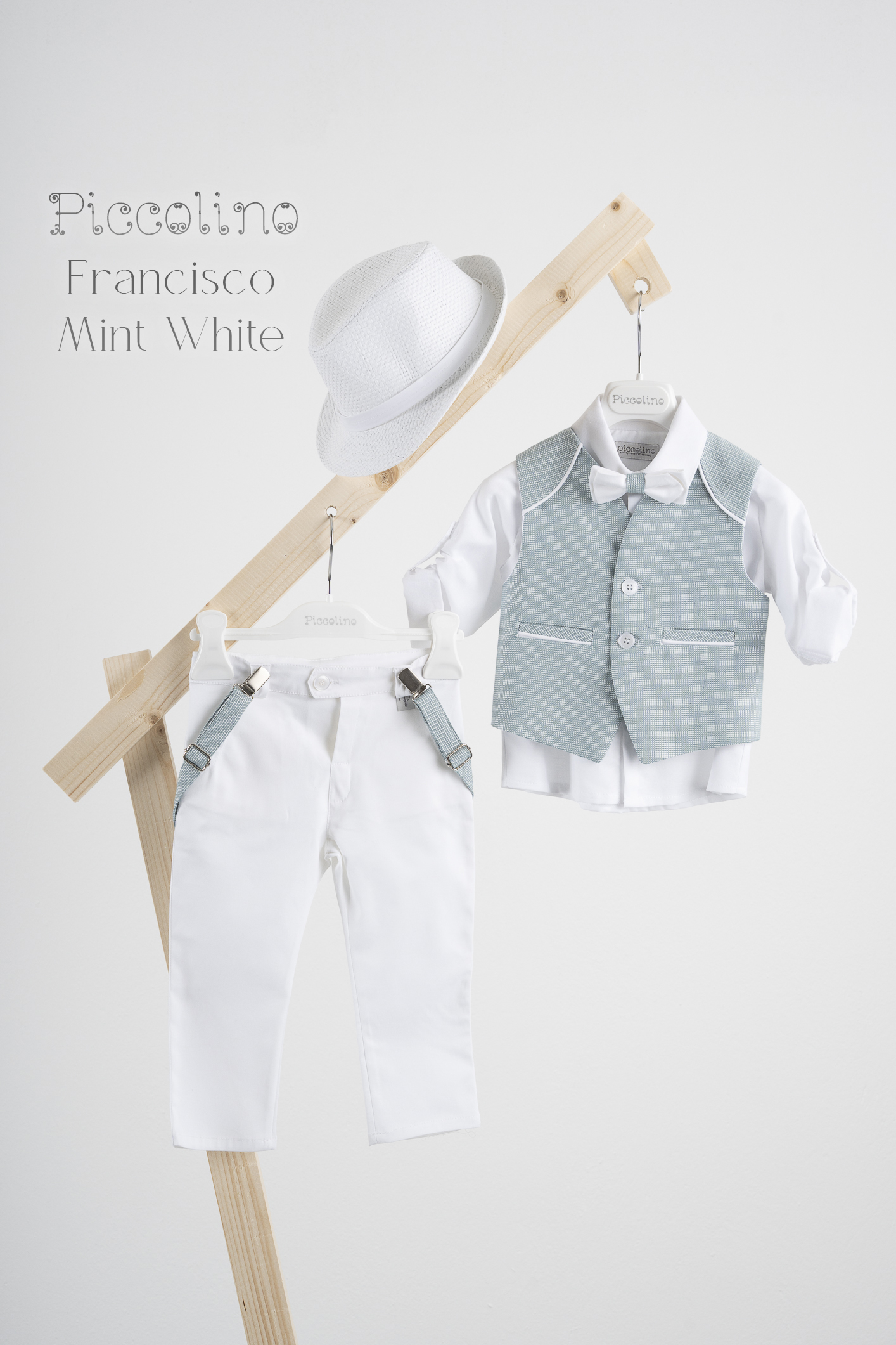PICCOLINO FRANCISCO MINT WHITE Βαπτιστικό κοστούμι Piccolino Francisco σε χρώμα mint-white