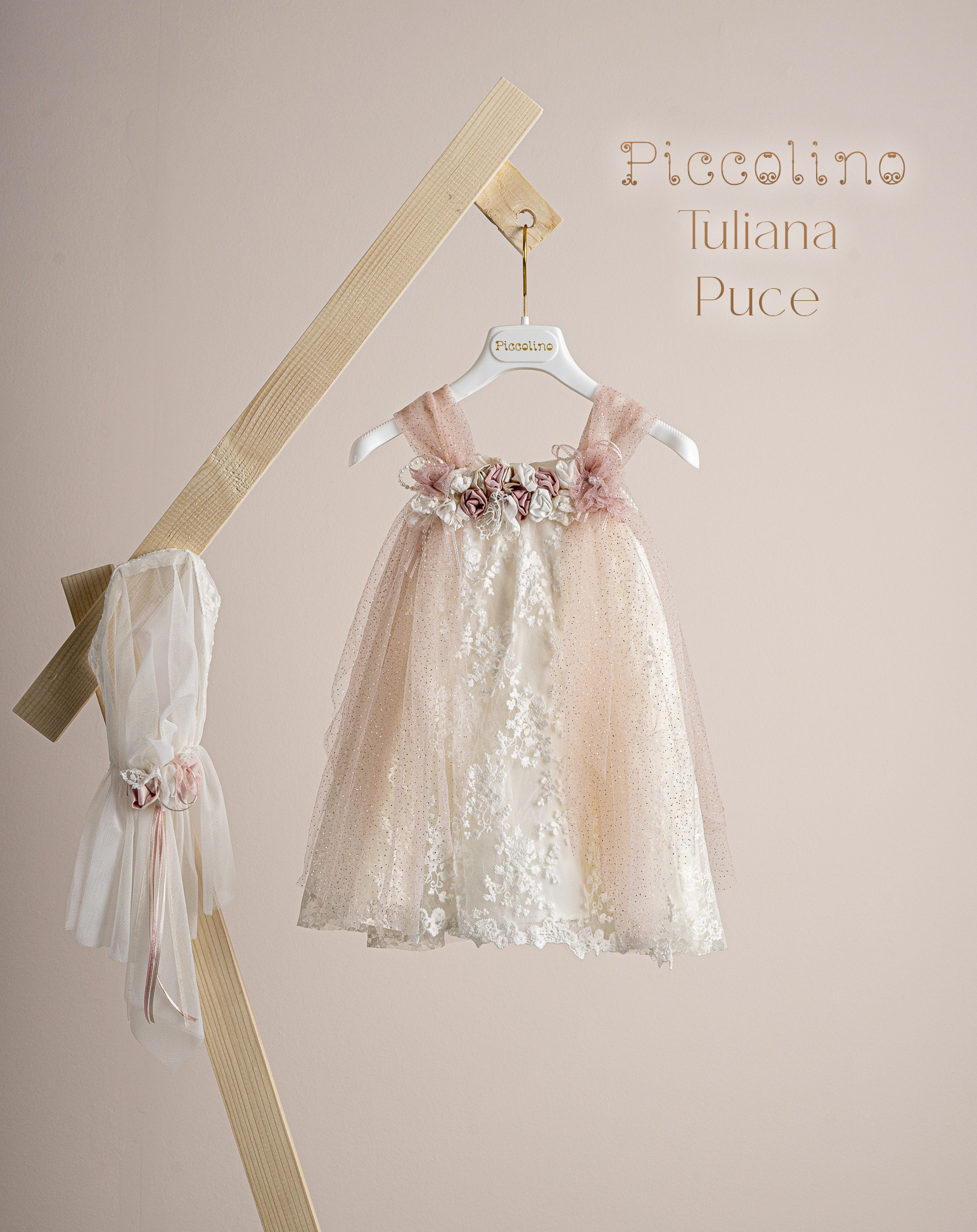 PICCOLINO TULIANA PUCE Βαπτιστικό φόρεμα Piccollino Tuliana Puce