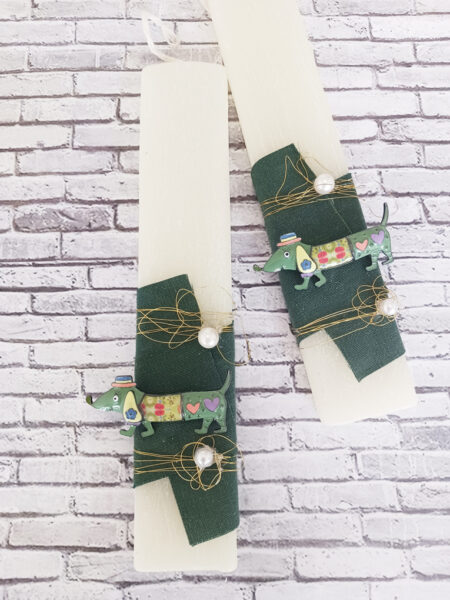 Πασχαλινή Λαμπάδα με καρφίτσα σκυλάκι