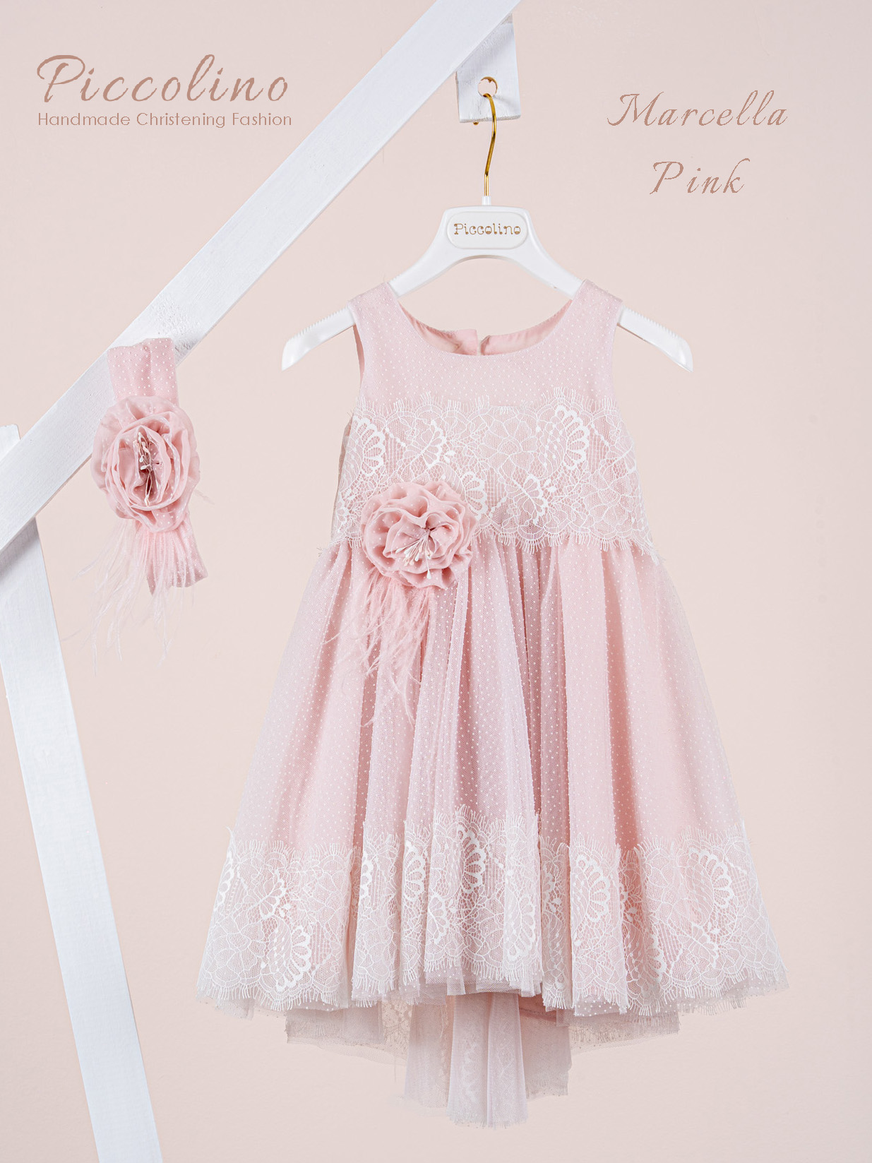 DR26S191-MARCELLA-PINK-PICCOLINO-2026 Βαπτιστικό φόρεμα Piccolino Marcella PINK