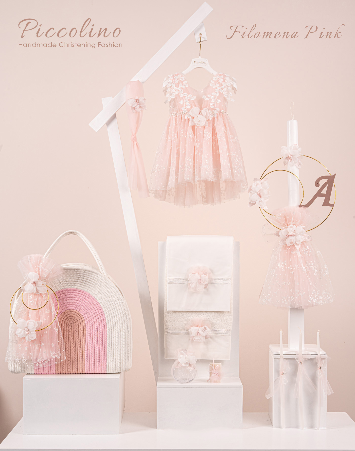 PAKETO-FILOMENA-PINK-BAGROPES-PICCOLINO-2026 Πακέτο βάπτισης για κορίτσι Filomena Pink