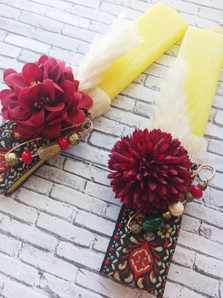 Πασχαλινή Λαμπάδα λουλουδι μπορντό