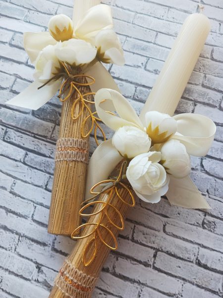 Πασχαλινή Λαμπάδα τριαντάφυλλο λευκό